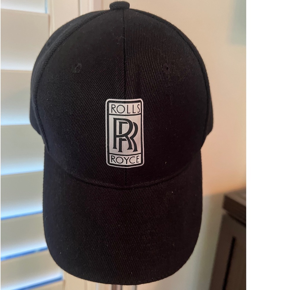 Rolls Royce Black Baseball Cap Adjustable Hat Silver RR Logo Luxury Automotive - Picture 4 of 4